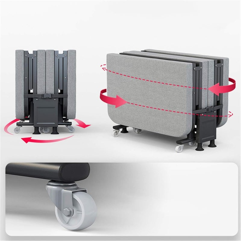 Harmony Home Premium Folding Guest Bed - 4-Fold Portable Single Sleeper with Rigid Sponge Design, Universal Wheels, Heavy Duty Metal Frame & Adjustable Headrest (Single : 190x80 cm) - Image 3