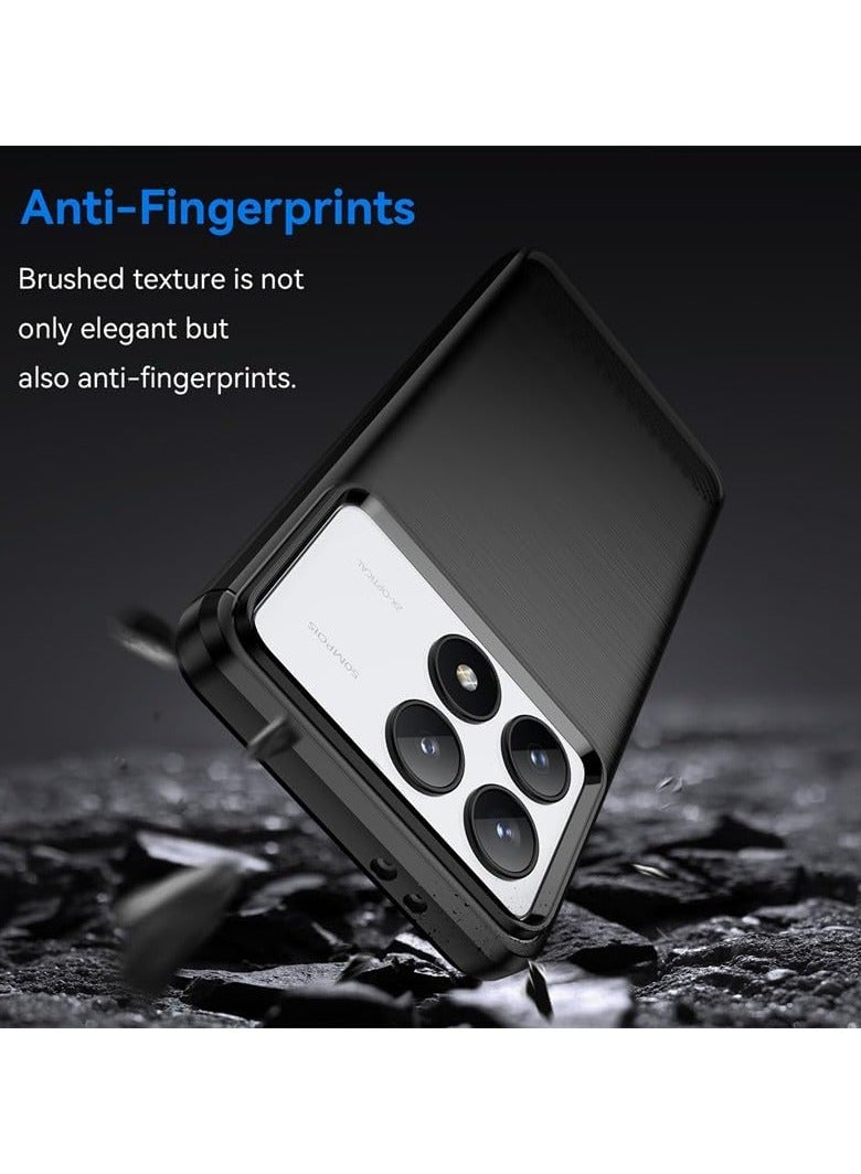 general Case Compatible with Xiaomi Poco X6 Pro, Soft TPU Carbon Fiber Texture Anti-Scratch Shockproof Phone Case Ultra Slim Anti-Drop Rugged Bumper Cover for Mi Poco X6 Pro - Image 2