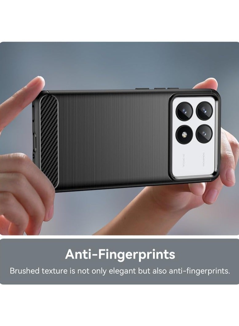 general Case Compatible with Xiaomi Poco X6 Pro, Soft TPU Carbon Fiber Texture Anti-Scratch Shockproof Phone Case Ultra Slim Anti-Drop Rugged Bumper Cover for Mi Poco X6 Pro - Image 3