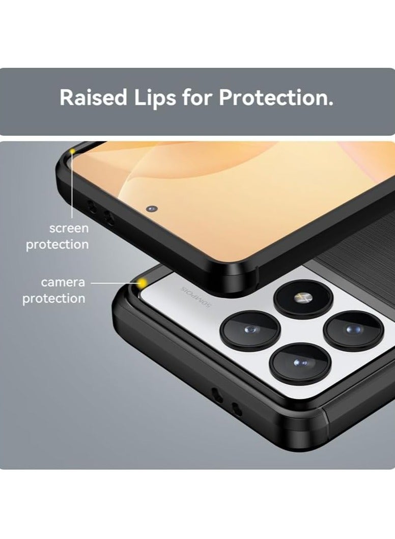 general Case Compatible with Xiaomi Poco X6 Pro, Soft TPU Carbon Fiber Texture Anti-Scratch Shockproof Phone Case Ultra Slim Anti-Drop Rugged Bumper Cover for Mi Poco X6 Pro - Image 5