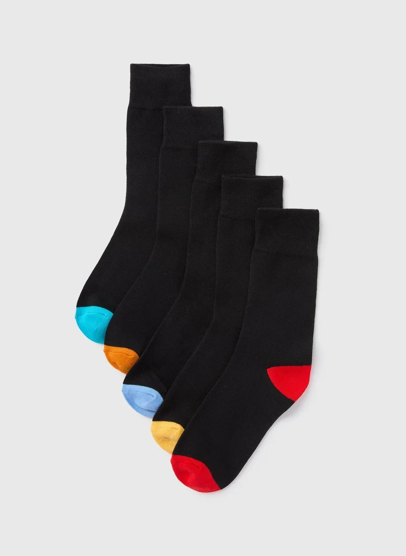 Matalan 5 Pack Black Colour Toe Socks