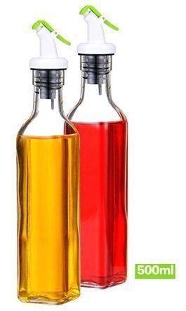 PIPALIYA Glass Oil and Vinegar Storage Bottle Cruet Seasoning Set for Dining Table and Home and Kitchen Sauce Bottle Dispenser 500 ml 500 ml Transparent - Image 2
