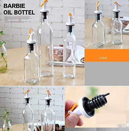 PIPALIYA Glass Oil and Vinegar Storage Bottle Cruet Seasoning Set for Dining Table and Home and Kitchen Sauce Bottle Dispenser 500 ml 500 ml Transparent - Image 4