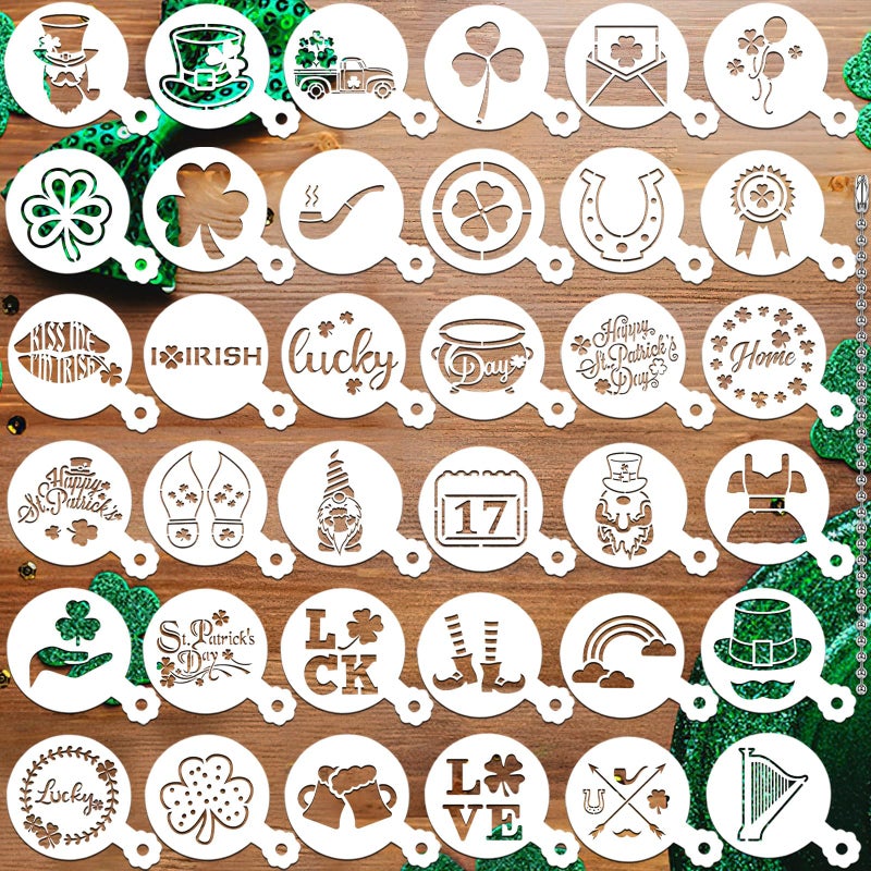 JULBEAR Birthday Cookie Stencils 36 Pieces Reusable Coffee Decoration Stencils Templates Tools for Cookies Baking Painting Dessert Decoration DIY Birthday Party Decor