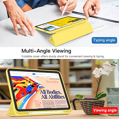 iMieet iPad (A16) Case 11th Gen/iPad 10th Generation Case [11-Inch 2025/10.9 Inch 2022] with Pencil Holder, Trifold Stand Smart Cover with Soft TPU Back,Auto Wake/Sleep(Yellow) - Image 3