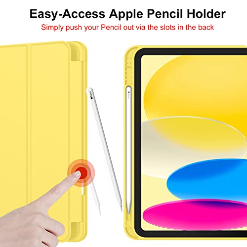 iMieet iPad (A16) Case 11th Gen/iPad 10th Generation Case [11-Inch 2025/10.9 Inch 2022] with Pencil Holder, Trifold Stand Smart Cover with Soft TPU Back,Auto Wake/Sleep(Yellow) - Image 5