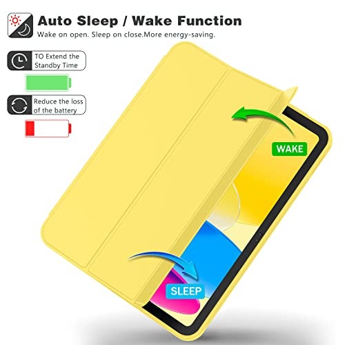 iMieet iPad (A16) Case 11th Gen/iPad 10th Generation Case [11-Inch 2025/10.9 Inch 2022] with Pencil Holder, Trifold Stand Smart Cover with Soft TPU Back,Auto Wake/Sleep(Yellow) - Image 4