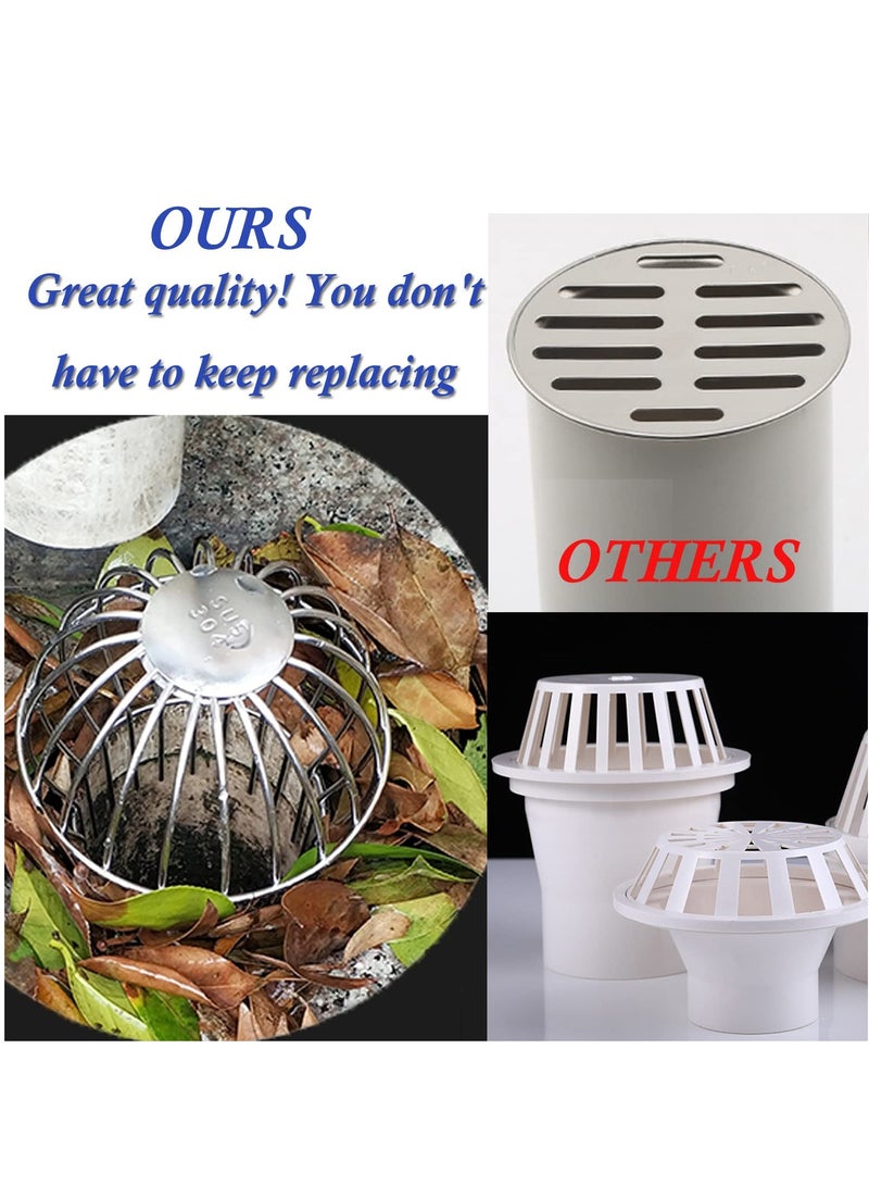 SYOSI Outdoor Drain Cover, 304 Stainless Steel Drain Outdoor Roof Anti-Blocking Line Cap Round Floor Net Cover Drainage Floor Line Leak Gutter Cleaning Tool (3 Inch) - Image 2