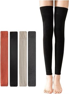 Warm Leg Warmers 4 pairs Women's Winter Thigh High Stockings and Knee High Socks Fashionable Comfort
