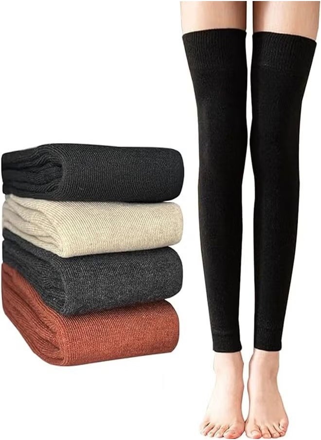Generic - Warm Leg Warmers 4 pairs Women's Winter Thigh High Stockings and Knee High Socks Fashionable Comfort - Image 1