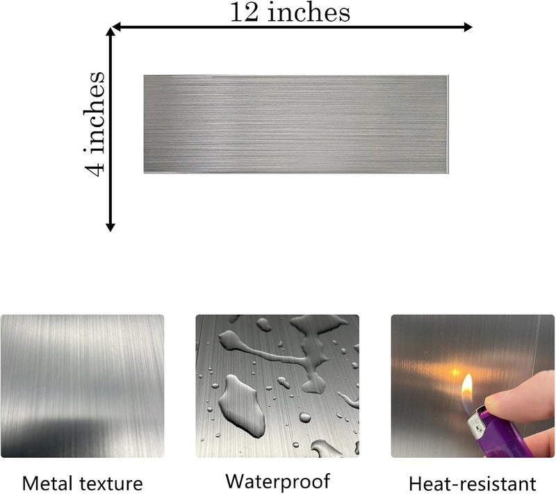 Crystiles 30-Pack of 12 x 4" Brushed Aluminum Peel-and-Stick Tile Backsplash Panels, Stainless Steel Backsplash - Image 5
