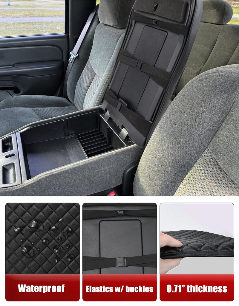KBH Center Console Armrest Cover for Chevy Silverado & GMC Sierra 1999-2007, Avalanche & Suburban & Tahoe 2002-2006, Jump Seat, Vinyl Leather, Anti-Scratch, Black - Image 5