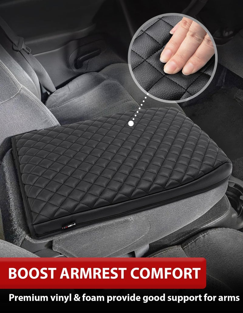 KBH Center Console Armrest Cover for Chevy Silverado & GMC Sierra 1999-2007, Avalanche & Suburban & Tahoe 2002-2006, Jump Seat, Vinyl Leather, Anti-Scratch, Black - Image 4