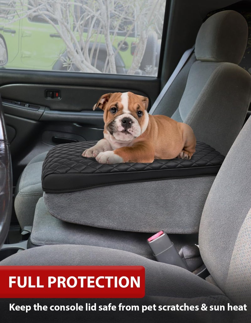KBH Center Console Armrest Cover for Chevy Silverado & GMC Sierra 1999-2007, Avalanche & Suburban & Tahoe 2002-2006, Jump Seat, Vinyl Leather, Anti-Scratch, Black - Image 3
