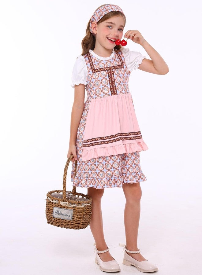WonderBabe Girls Colonial Dress Kids Pioneer Costume Prairie Hair Band Pilgrim Apron Halloween Cosplay size 9-10 - Image 3