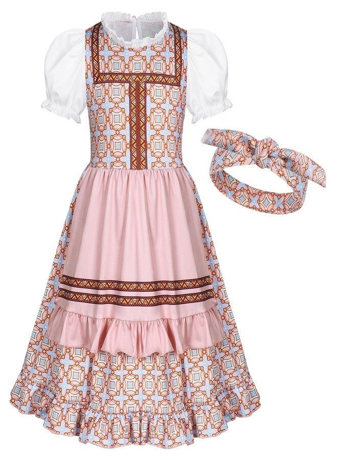WonderBabe Girls Colonial Dress Kids Pioneer Costume Prairie Hair Band Pilgrim Apron Halloween Cosplay size 9-10 - Image 2