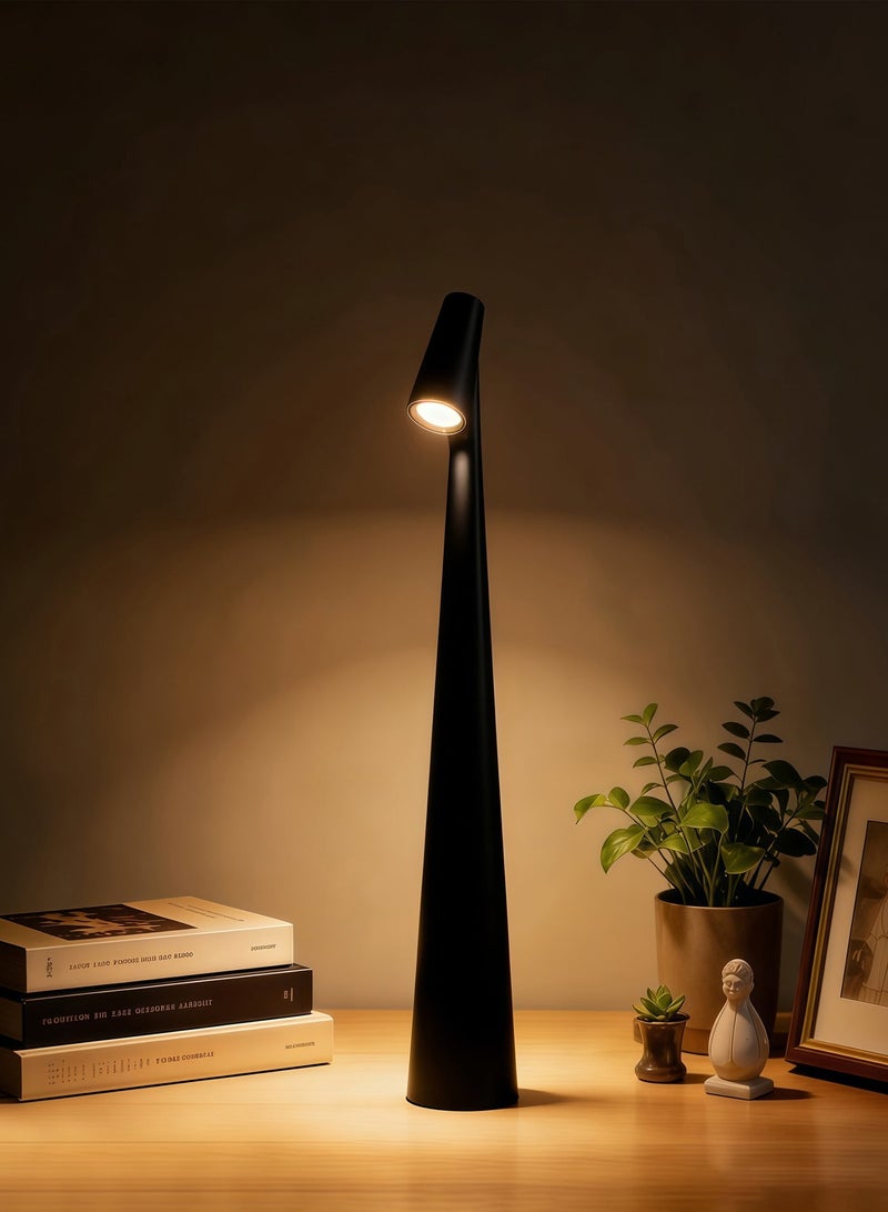 Portable LED Desk Lamp with Touch Sensor, 3-Level Brightness Desk Lamp, 180° Rotatable Head, Touch-Controlled Rechargeable Lamp, Night Light, Bedside Lamp, Dining Room Light (Black) - Image 1