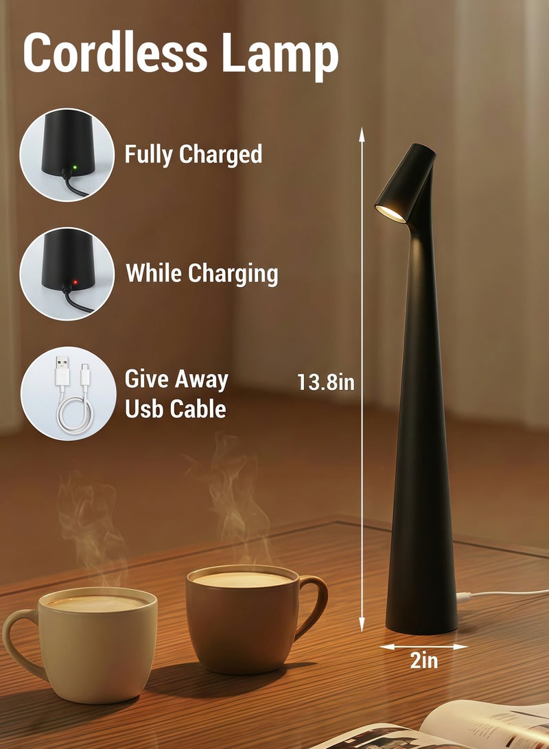 Portable LED Desk Lamp with Touch Sensor, 3-Level Brightness Desk Lamp, 180° Rotatable Head, Touch-Controlled Rechargeable Lamp, Night Light, Bedside Lamp, Dining Room Light (Black) - Image 5