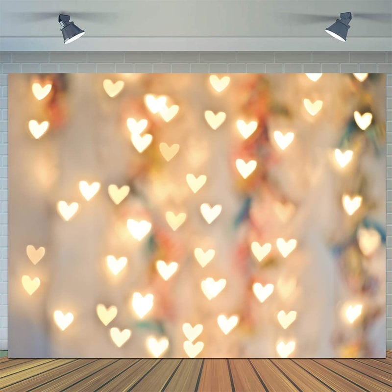 CYLYH Backdrop 8x6ft Vinyl Multicolor Birthday Love Heart Wall Decor Banner for Valentines Day Wedding Party Kid Newborn Baby