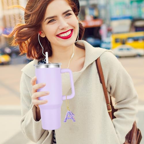 MOYOHIM Letter Charm for Stanley Cup, Cute Initial Keychain Charm for Handle, Purple Handle Accessories for Stanley Tumbler for Girls Women (Letter A) - Image 5
