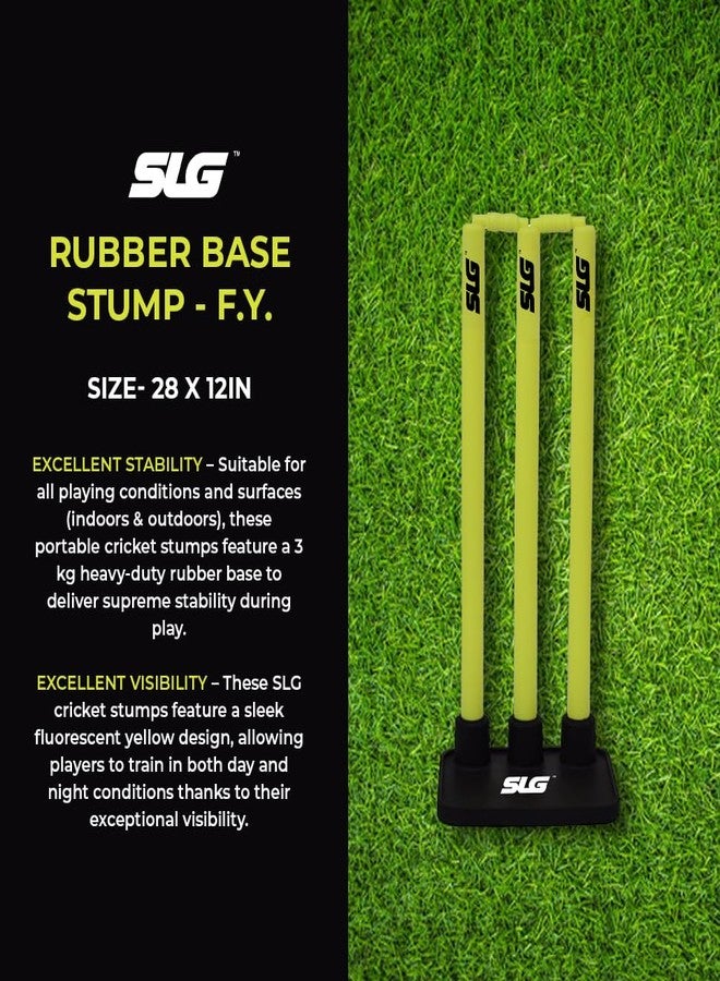 SLG Cricket Plastic Stump Set with Rubber Base | Heavy Duty Premium Wicket Set Standard Size | Professional Match Practice Training Ground Tournament Use - Image 4