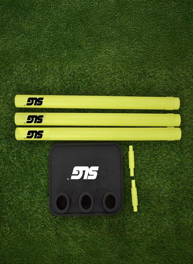 SLG Cricket Plastic Stump Set with Rubber Base | Heavy Duty Premium Wicket Set Standard Size | Professional Match Practice Training Ground Tournament Use - Image 2