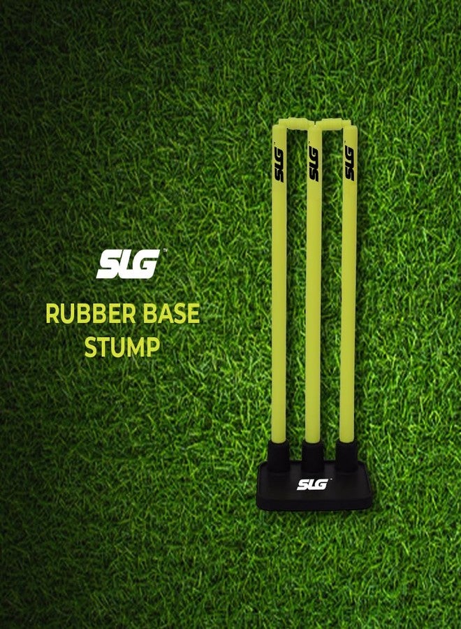 SLG Cricket Plastic Stump Set with Rubber Base | Heavy Duty Premium Wicket Set Standard Size | Professional Match Practice Training Ground Tournament Use - Image 3