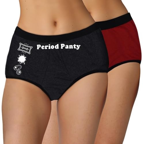 DChica Essentials Teen Period Panties, Super Absorbent Menstrual Underwear, Anti-Microbial Lining for Girls, Reusable Leak Proof Cotton Panty, No Pad Required, Light to Medium Flow Period Briefs_2Pcs - Image 1