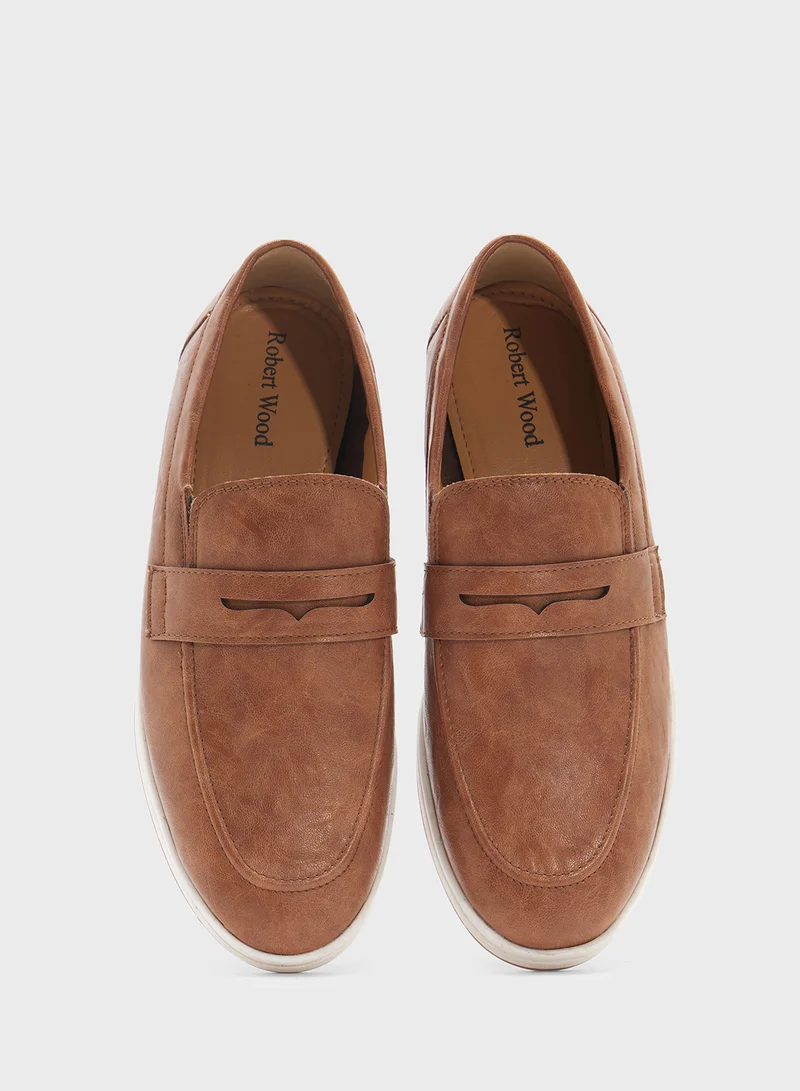 Robert Wood Saddle Detail Casual Slip Ons Loafers