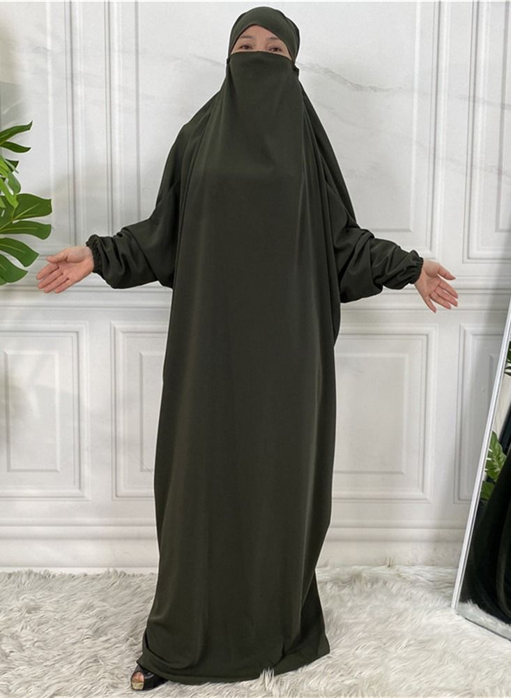 Loquat Women's Solid Bat Sleeve Large Dress Abaya 