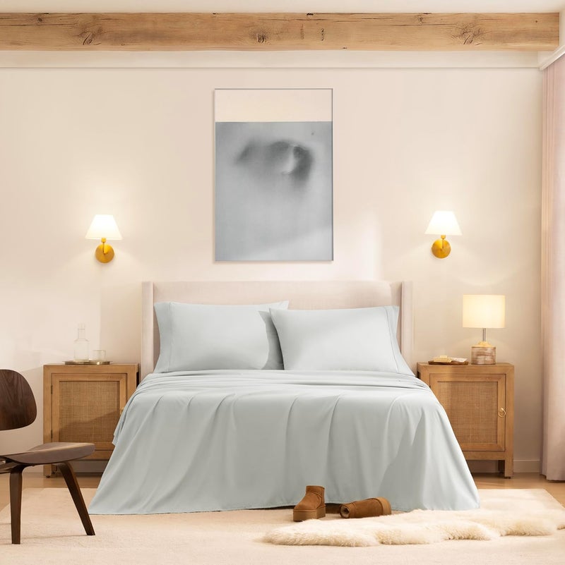 UGG Full Sheet Set 4-Piece Luxury Cooling Sheets Deep Pockets Premium Bedding with 2 Pillow Shams Hypoallergenic Machine Washable Soft Lightweight Bed Set for Bedroom, Full, Mineral Green(Hedi) - Image 2