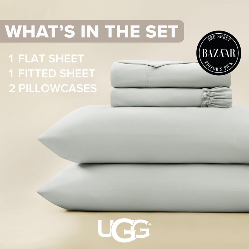 UGG Full Sheet Set 4-Piece Luxury Cooling Sheets Deep Pockets Premium Bedding with 2 Pillow Shams Hypoallergenic Machine Washable Soft Lightweight Bed Set for Bedroom, Full, Mineral Green(Hedi) - Image 3