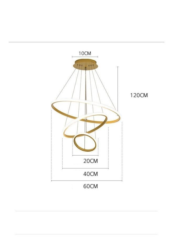 Set of 2 Modern Pendant Lamps LED Rings Circle Ceiling Hanging Decoration Chandelier 60 x 120 and 60 x 150 Centimeter