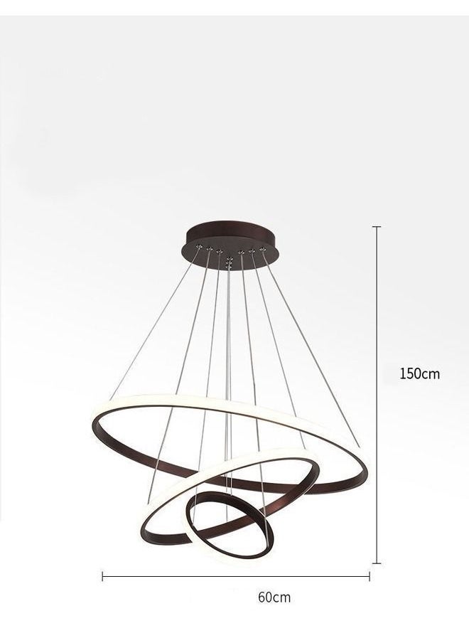 Set of 2 Modern Pendant Lamps LED Rings Circle Ceiling Hanging Decoration Chandelier 60 x 120 and 60 x 150 Centimeter