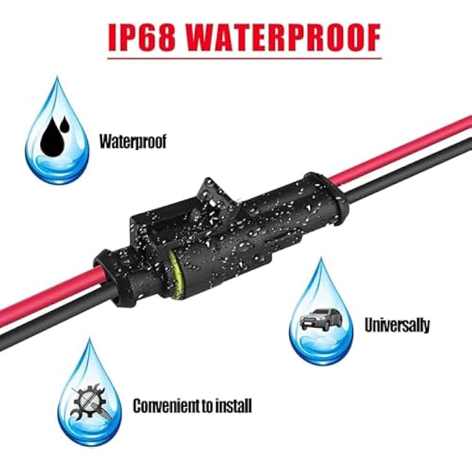 joyzzz Waterproof Connectors 10Pcs 2 Pin Electrical Connectors With 10Cm Pigtail 15Mm Series Rubber Seal Wire Terminals For Automotive And Marine Applications Durable Waterproof - Image 5