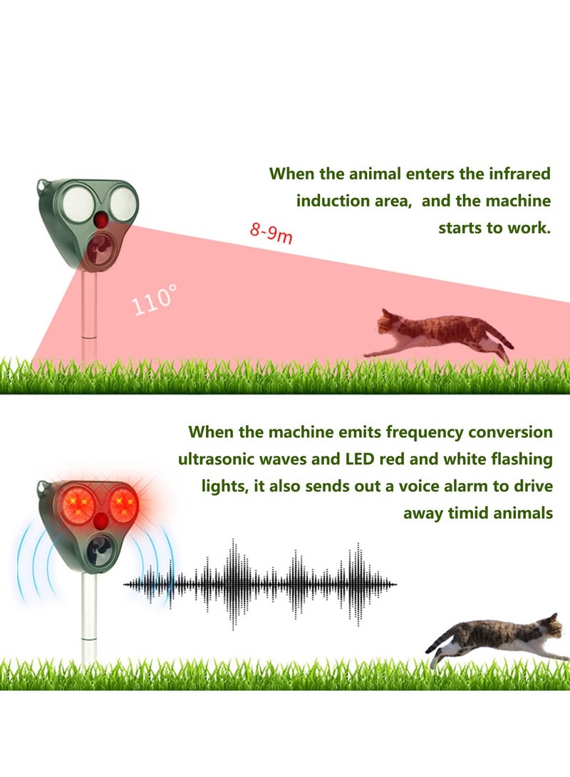 SYOSI Solar Powered Animal Repellent Ultrasonic Repeller USB Charge Effectively Repels Dog Cat Deer Rabbit Squirrel Bird Farm Garden Yard - Image 2