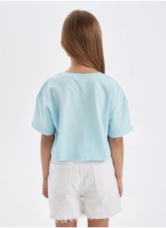 DeFacto Cropped Crew Neck Printed Short Sleeve T-Shirt  - Image 2