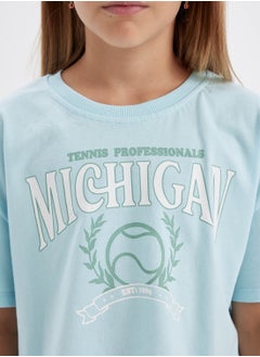 DeFacto Cropped Crew Neck Printed Short Sleeve T-Shirt  - Image 3