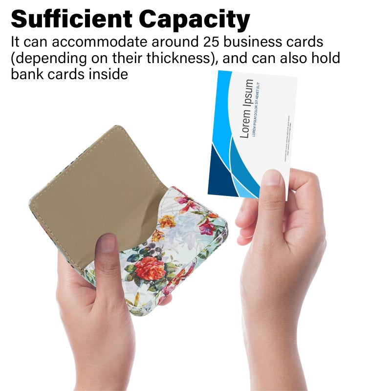 AI-DEE Business Card Holderï¼ŒPU Leather Business Card Case Color Printing Pattern Card Holder Walletï¼ŒPockets Magnetic Credit Card Holders for Men and Women - Flamingo - Image 3