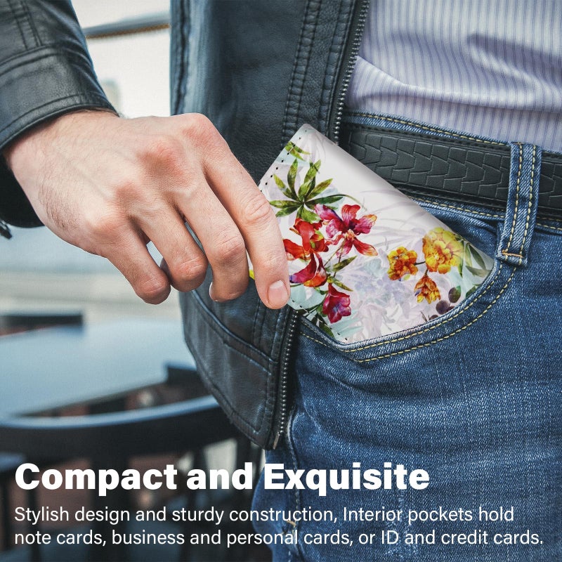 AI-DEE Business Card Holderï¼ŒPU Leather Business Card Case Color Printing Pattern Card Holder Walletï¼ŒPockets Magnetic Credit Card Holders for Men and Women - Flamingo - Image 5