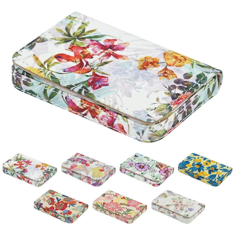 AI-DEE Business Card Holderï¼ŒPU Leather Business Card Case Color Printing Pattern Card Holder Walletï¼ŒPockets Magnetic Credit Card Holders for Men and Women - Flamingo - Image 1