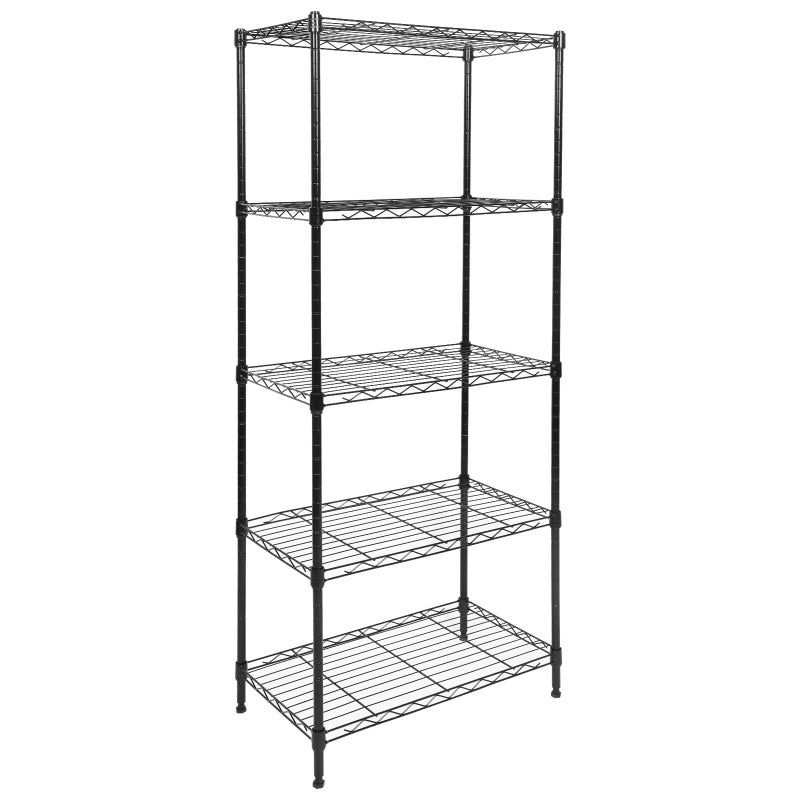 Whitmor 5 Tier Shelving Unit, Adjustable Storage Shelves with Wheels, Wire Shelving, 400 lbs Capacity per Shelf, Max 2000 lbs Total for Laundry, Garage, Plant, 21" L x 12" W x 54" H, Black - Image 1