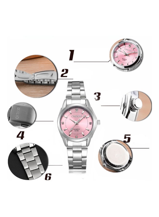 Loquat Lady's Classic Wrist Watch Silver/Pink - Image 4