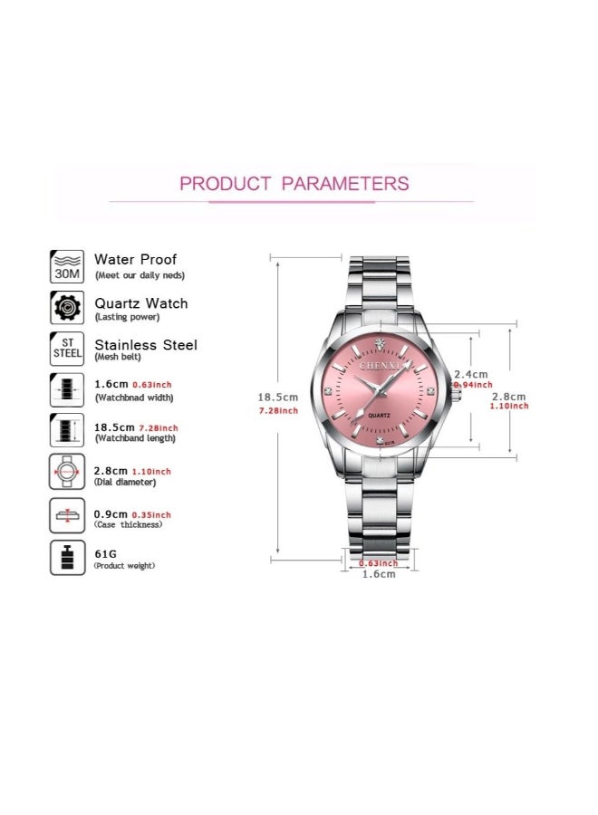 Loquat Lady's Classic Wrist Watch Silver/Pink - Image 2