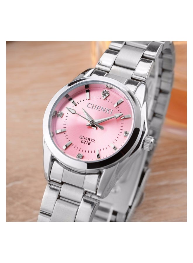 Loquat Lady's Classic Wrist Watch Silver/Pink - Image 5