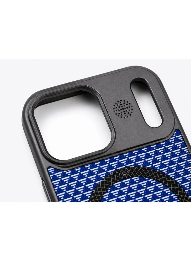 Cmax Premium MagSafe Protective Case with Metal Camera Guard and Textured Woven Design for iPhone 17 Pro Max - Blue - Image 4