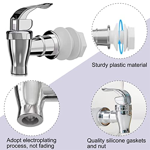 joaoxoko Spigot for Beverage Dispenser,2 Pack Beverage Dispenser Replacement Beverage Faucets Silver Faucets for 2 Gallon, 3 Gallon and 5 Gallon Buckets (silver) - Image 5