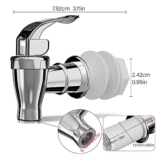joaoxoko Spigot for Beverage Dispenser,2 Pack Beverage Dispenser Replacement Beverage Faucets Silver Faucets for 2 Gallon, 3 Gallon and 5 Gallon Buckets (silver) - Image 2