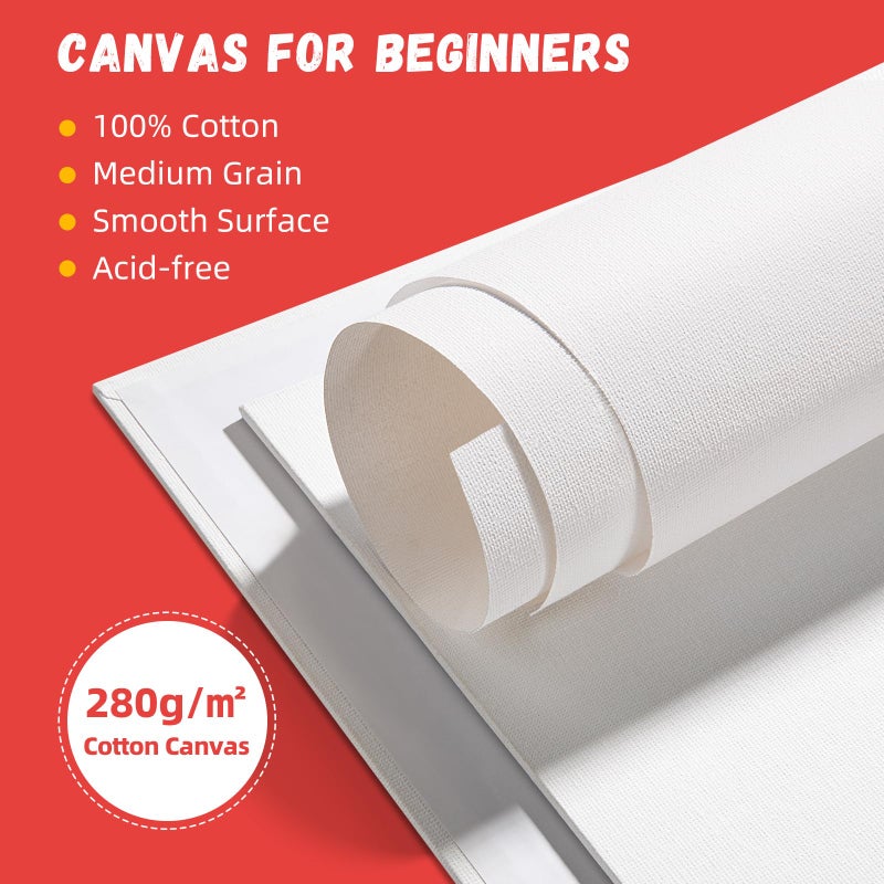 Simetufy Canvas Boards for Painting 8 x 10 inch, 24 Pack Flat Painting Canvas Panels, 8oz Gesso Primed Acid-Free 100% Cotton for Acrylic, Oil Watercolor Paint - Image 3