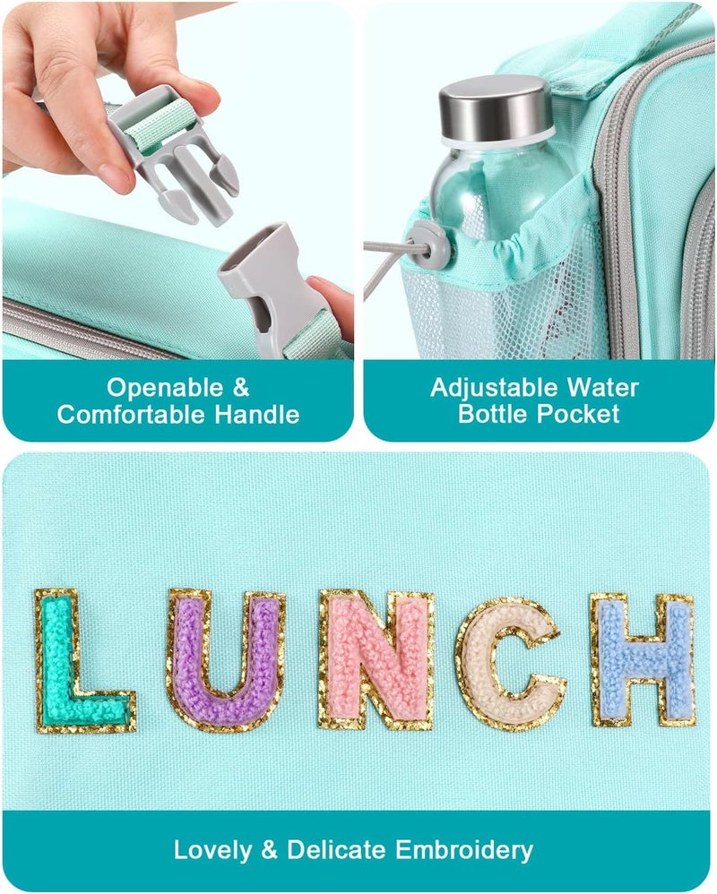 Amersun Kids Insulated Lunch Box- Water-Resistant, Reusable Cute Lunch Tote Bag with Water Bottle Holder & Multi-Pocket-Ideal for Ages 3+ Girls, School,Travel(Light Blue) - Image 4